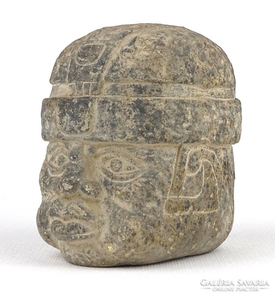 1P813 Közép-amerikai Olmék kerámia fej "Olmék óriásarc" 10.5 cm