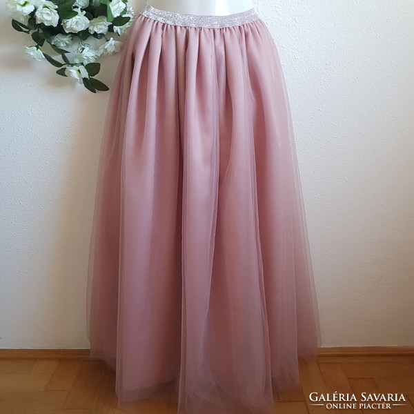 New custom made powder tulle skirt casual / bridesmaid long maxi skirt with glitter waist