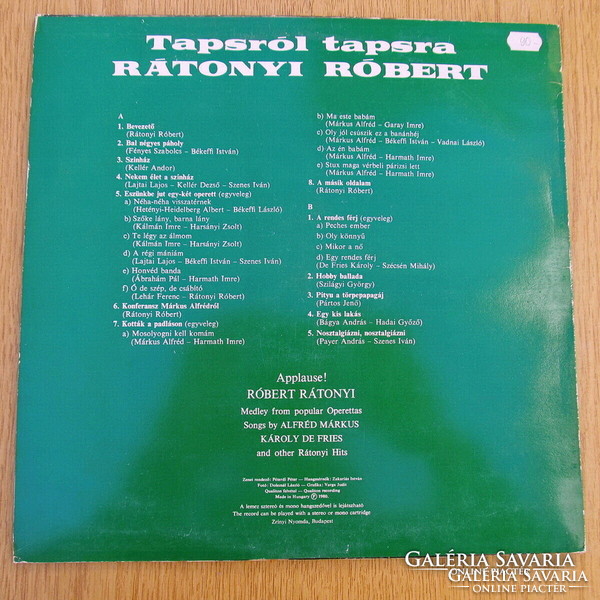 Rátonyi Róbert - Tapsról tapsra (LP)