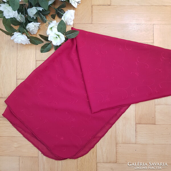 New custom-made burgundy embroidered muslin scarf, shawl, shawl, stole