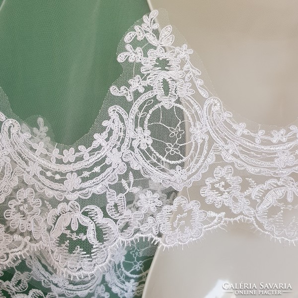 New snow white bridal cape with rhinestones, lace edge, short cloak