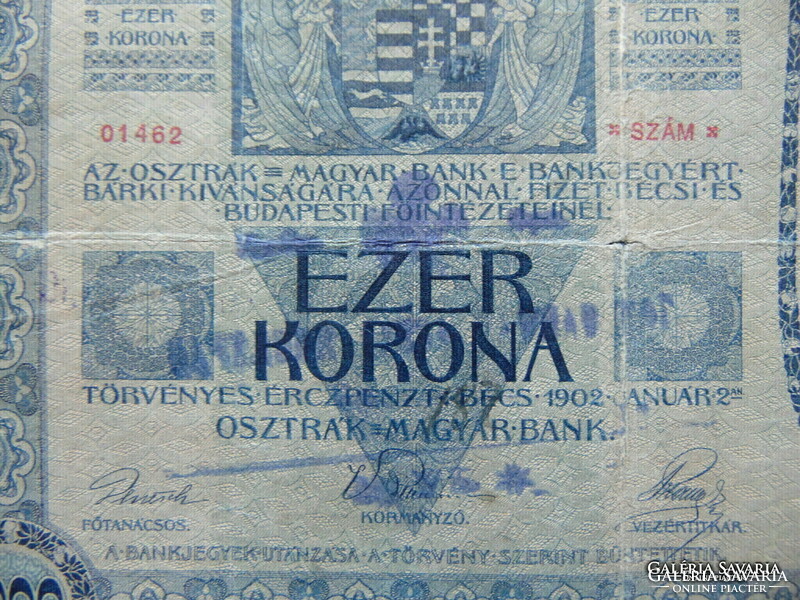 1000 korona 1902 Szerd-Szlovén-Horvát bélyeg + Bélyegzés ! RR 01
