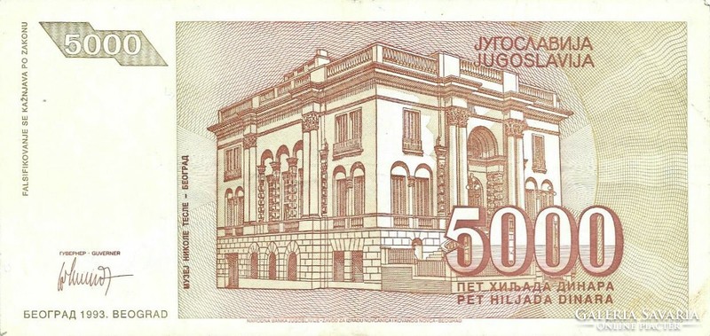 5000 dinár 1993 Jugoszlávia 2.