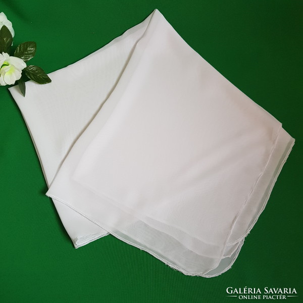 Új, egyedi készítésű hófehér muszlin sál, kendő, vállkendő, stóla - 20cm x 150cm