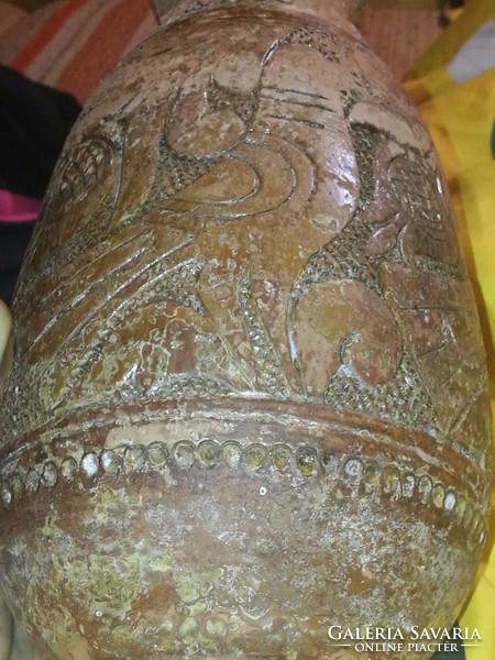 Antik népi madaras váza jelzett gyűjteményből