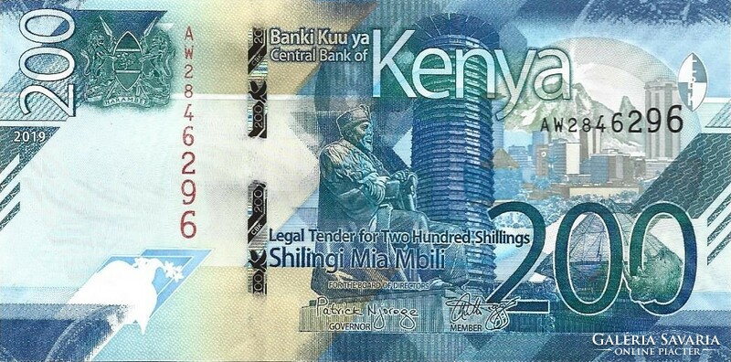 200 shilingi 2019 Kenya UNC