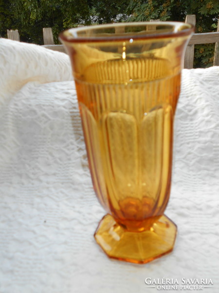 Old amber colored glass vase