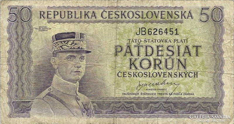 50 korun korona 1945 Csehszlovákia 1.