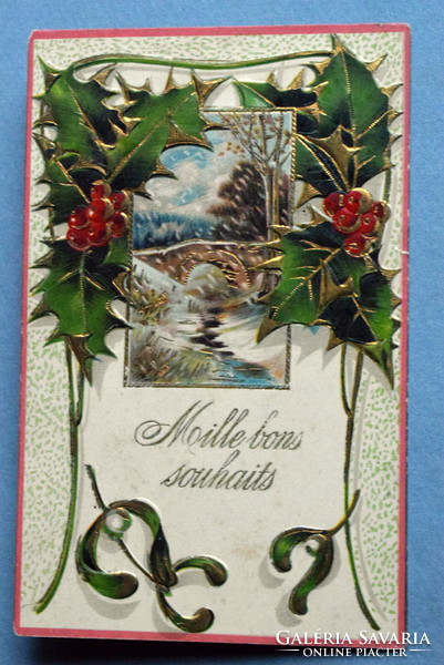 Antique embossed Christmas greeting card