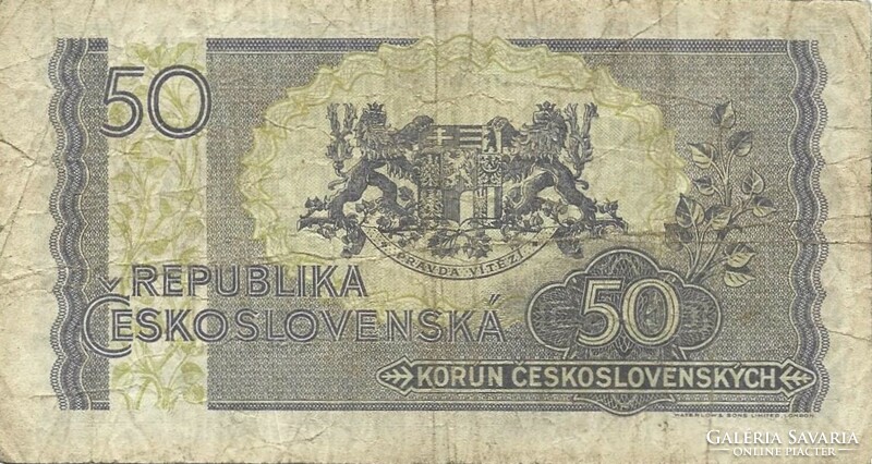 50 korun korona 1945 Csehszlovákia 1.