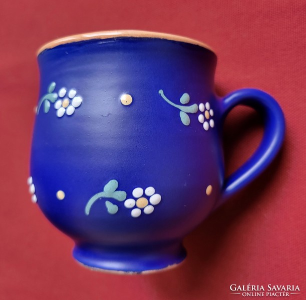 German ceramic glazed spout cup mug with flower pattern
