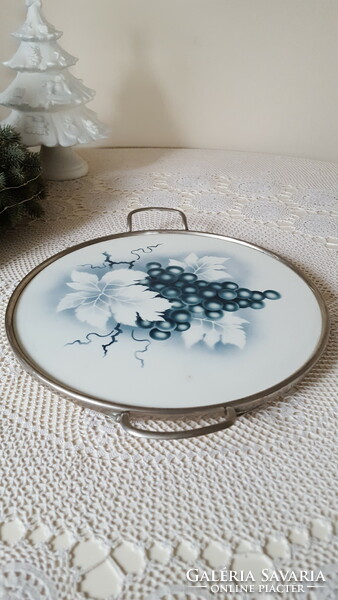 Old porcelain tray with grape pattern