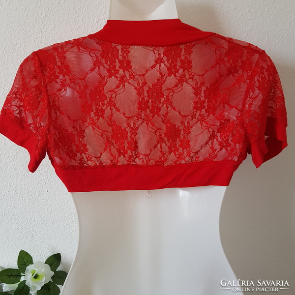 New, red, short-sleeved, elastic lace bolero, bridal bolero