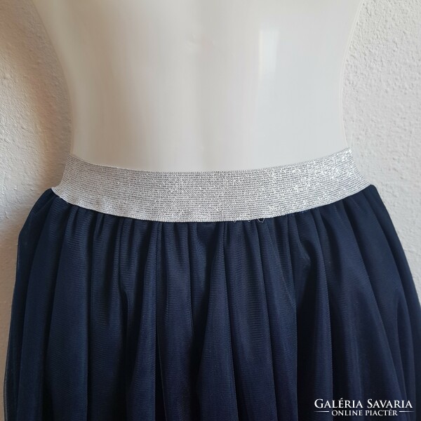 New, custom-made dark blue tulle skirt, bride long, maxi skirt with shiny waist