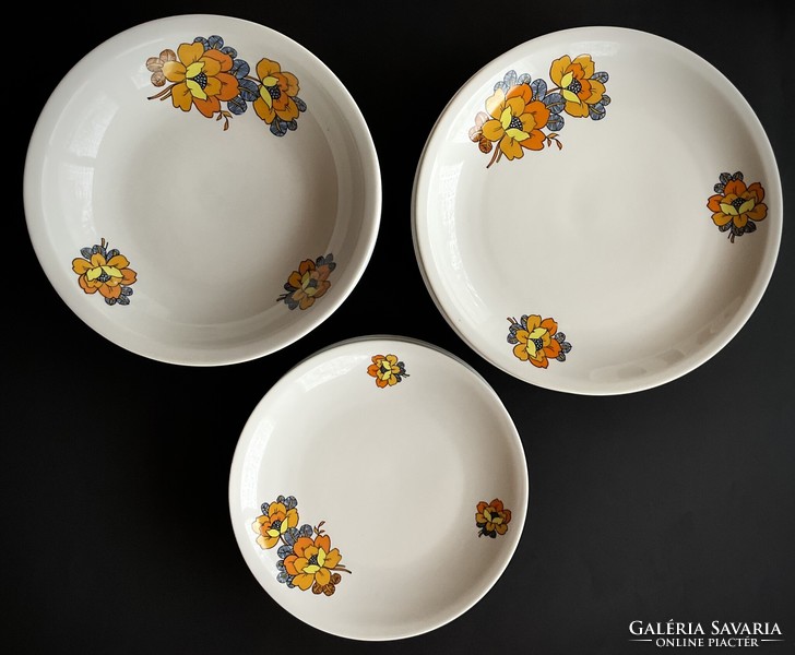 Alföldi vitrine set of yellow floral plates 17 bella plates