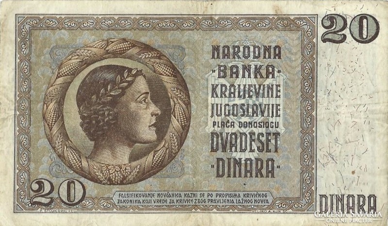 20 dinár 1936 Jugoszlávia
