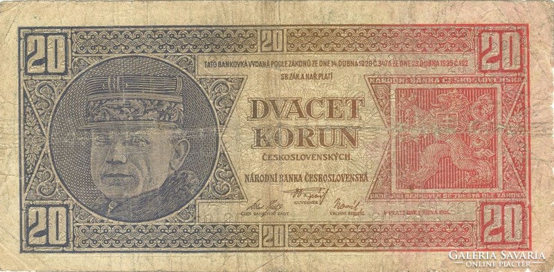 20 korun korona 1926 Csehszlovákia 2.