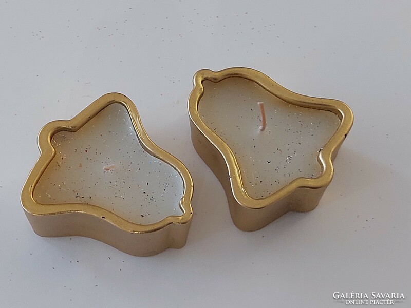 Christmas candle in the shape of a golden bell, 2 pcs