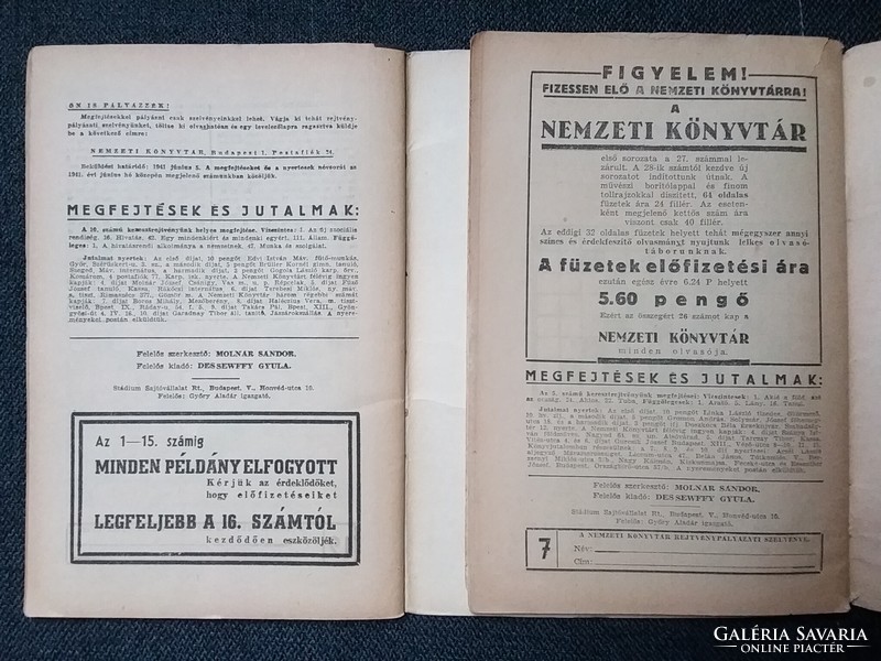 National Library, three booklets (1941)