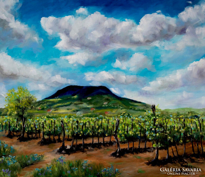 Badacsony vines - oil painting - 59 x 67 cm - on canvas