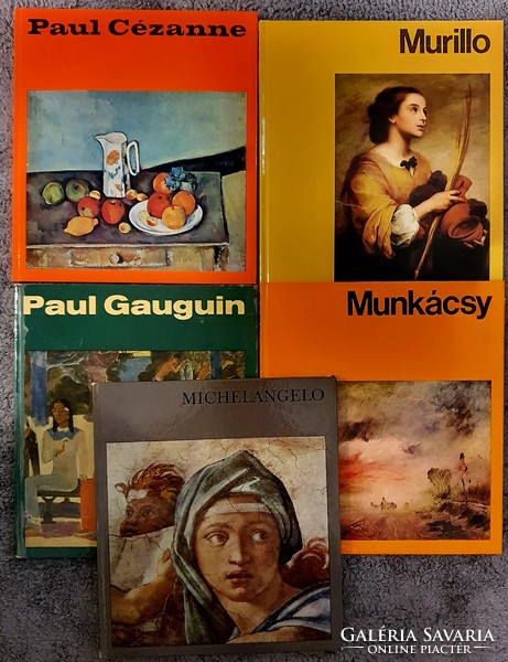 5 darab művészeti album - Cézanne, Gauguin, Michelangelo, Munkácsy, Murillo