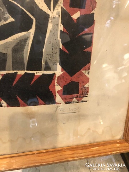Picasso jelzéssel szines ofszett nyomat, 50 x 40 cm-es.