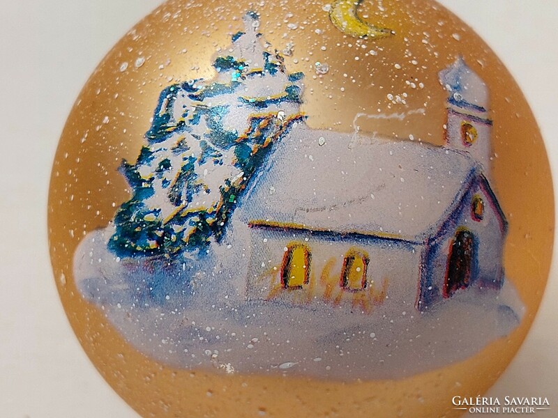 Glass Christmas tree ornament church pattern sphere