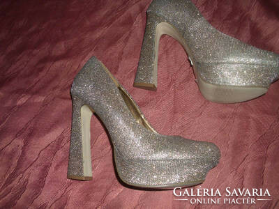 39-S love label metallic shiny platform shoes 13 cm heel sole 3 cm