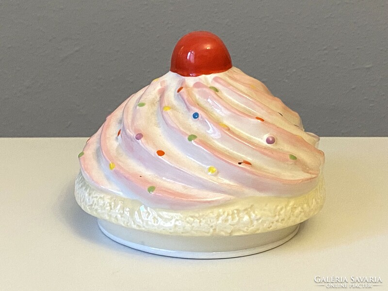 Cupcake cake painted earthenware bowl cover