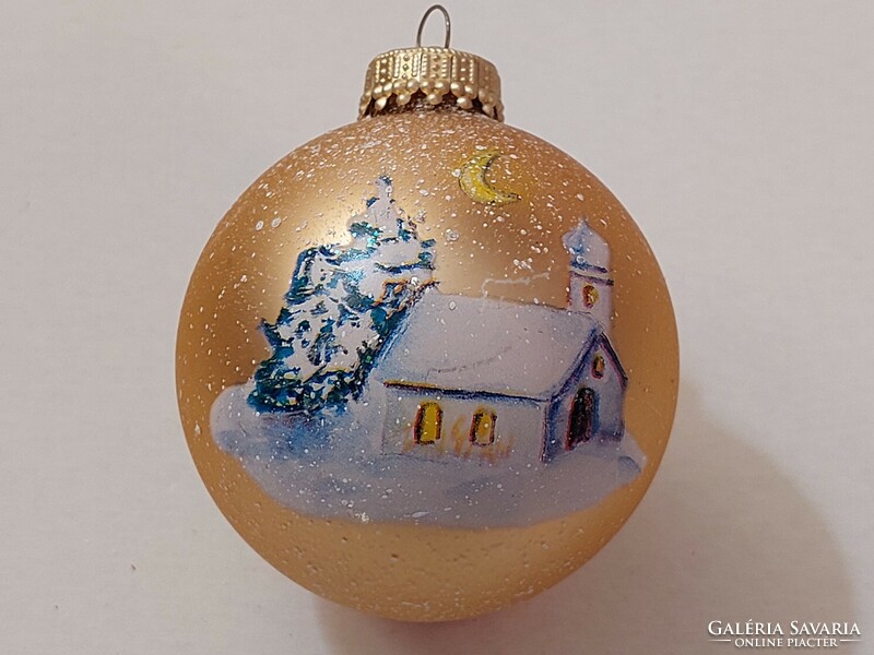 Glass Christmas tree ornament church pattern sphere