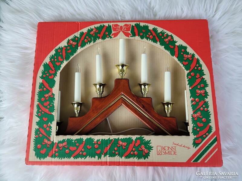 Karácsonyi retro piramis égősor adventi ablakdísz gyertyasor lámpa