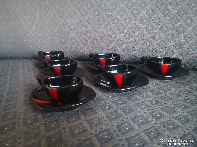 6 Personal ceramic coffee set, art deco shape