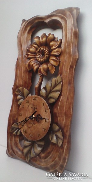 Flower clock sunflower clock clock wooden clock wall clock unique clock special clock sunflower clock antique clock carved