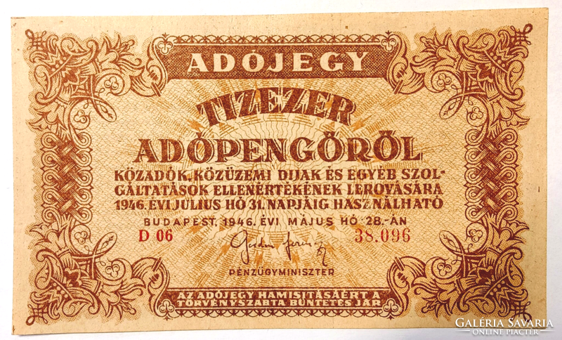 10,000 Tax blade 1946 au/aunc