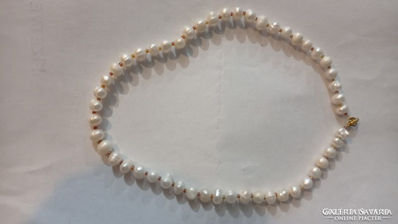Női alkalmi gyöngysor, valódi gyöngyökből készült nyaklánc nagy gyöngyökkel