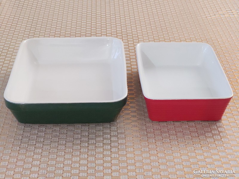 Christmas ceramic baking dish red green 2 pcs