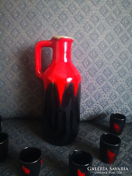 Brandy jug with cups. 6 Personal ceramic set