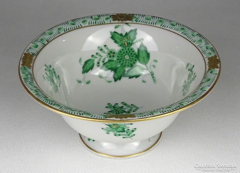 1P833 Régi zöld Apponyi mintás Herendi porcelán tál tálka 1942