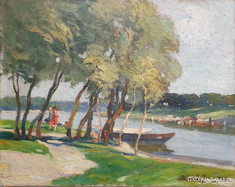 Hungarian or Slovak painter 1939 / Danube landscape