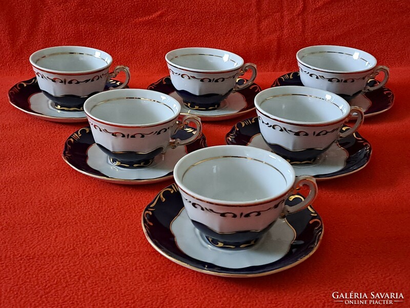 Flawless! Zsolnay pompadour iii mocha / coffee cup with bottom 6 pcs. Together