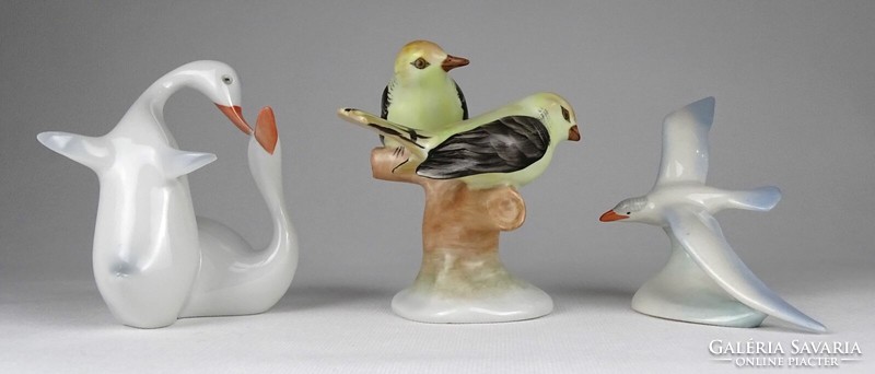 1P998 Régi Hollóházi - Aquincum - Kőbányai porcelán madár figura 3 darab