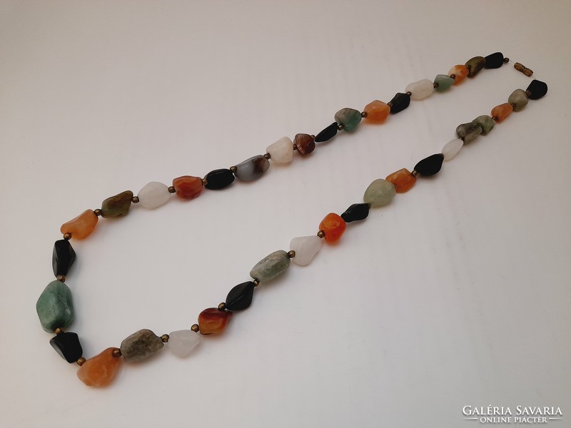 Mixed mineral stone, mineral, old, vintage necklace, 68 cm