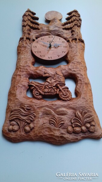 Motorcycle clock wall clock wooden clock carved clock motorcycle souvenirs motorcycle unique clock special clock