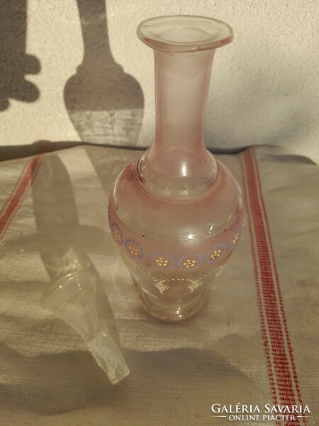 Blown glass enamel painted antique decanter