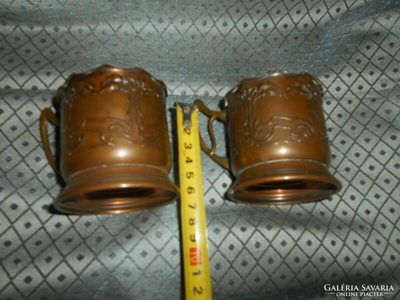 2 pieces together - antique secession copper cup holders - the price applies to 2 pieces