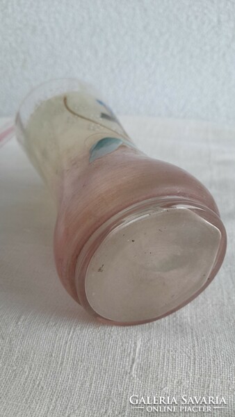 Blown glass enamel painted antique souvenir glasses