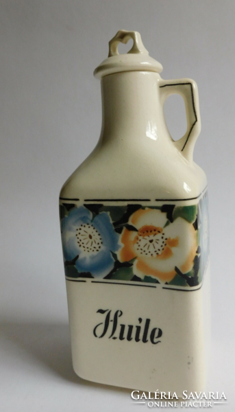Antique French faience oil bottle