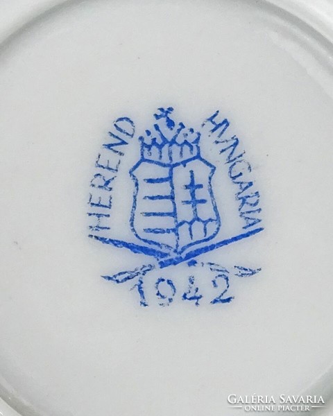 1P833 Régi zöld Apponyi mintás Herendi porcelán tál tálka 1942