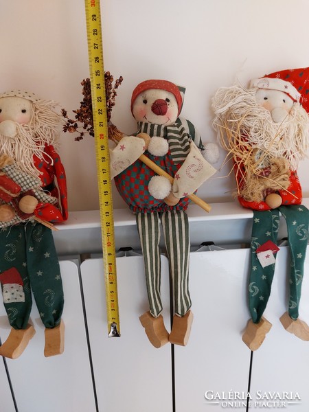 Christmas snowman Santa Claus red green foot hanging decor figure 3 pcs