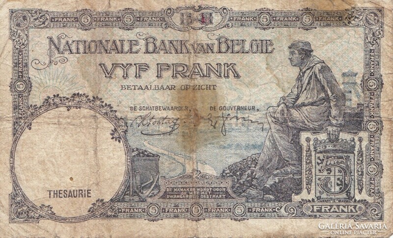 Belgium 5 francs 1938 . Posta van , olvass !